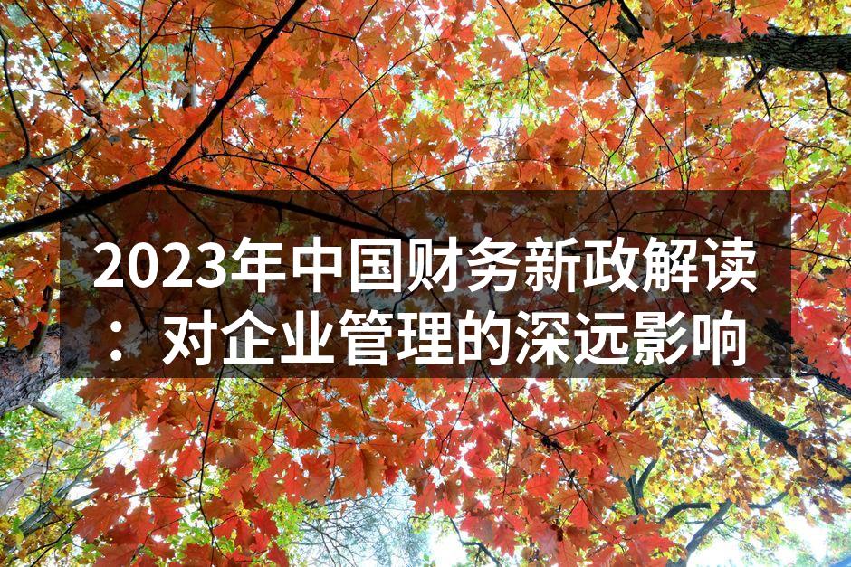 2023年中国财务新政解读：对企业管理的深远影响