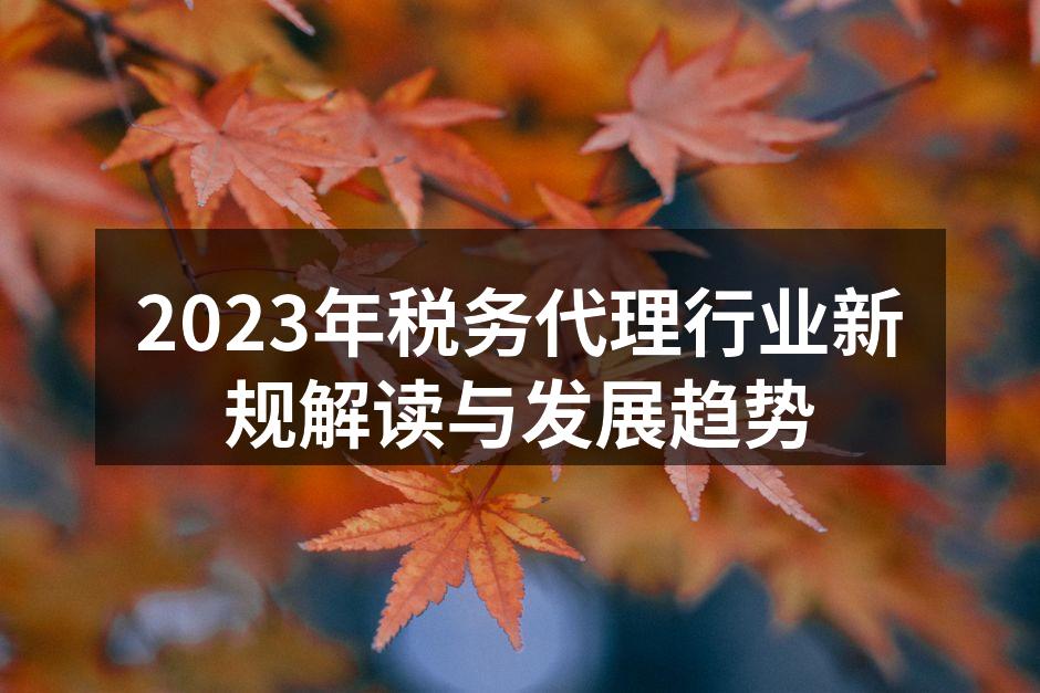 2023年税务代理行业新规解读与发展趋势